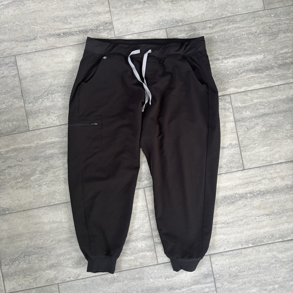 FIGS Zamora Jogger Scrub Pants Womens Petite XL Black High Waisted Cargo
